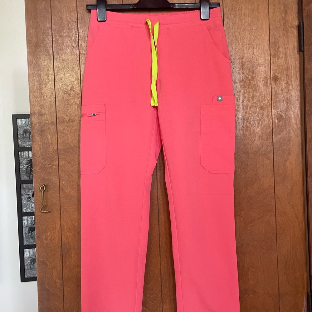 FIGS Yola pants in hot coral